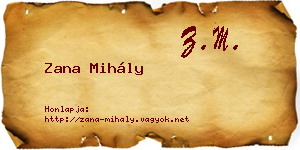 Zana Mihály névjegykártya